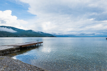 Lake Ohrid landscape view , North Macedonia. Lake Ohrid is one of the most famous tourist sights in Macedonia