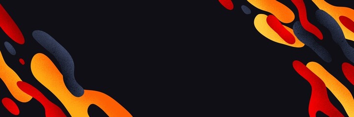 Abstract horizontal wavy flat design background with grain texture. panoramic wallpaper with liquid shape pattern. Pastel muted colors and grainy texture.	