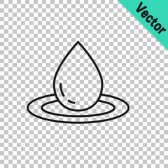 Black line Water drop icon isolated on transparent background. Vector