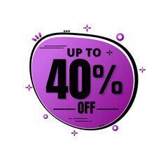 40% percent off, UP to super discount, Purple design with icons and details, mega sale. vector illustration, Forty 