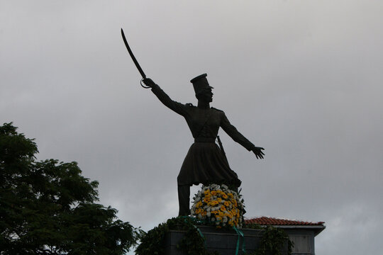 salvador, bahia, brazil - july 2, 2022: statue of heroine Maria Quiteria in Salvador city. She fought for the independence of Bahia.