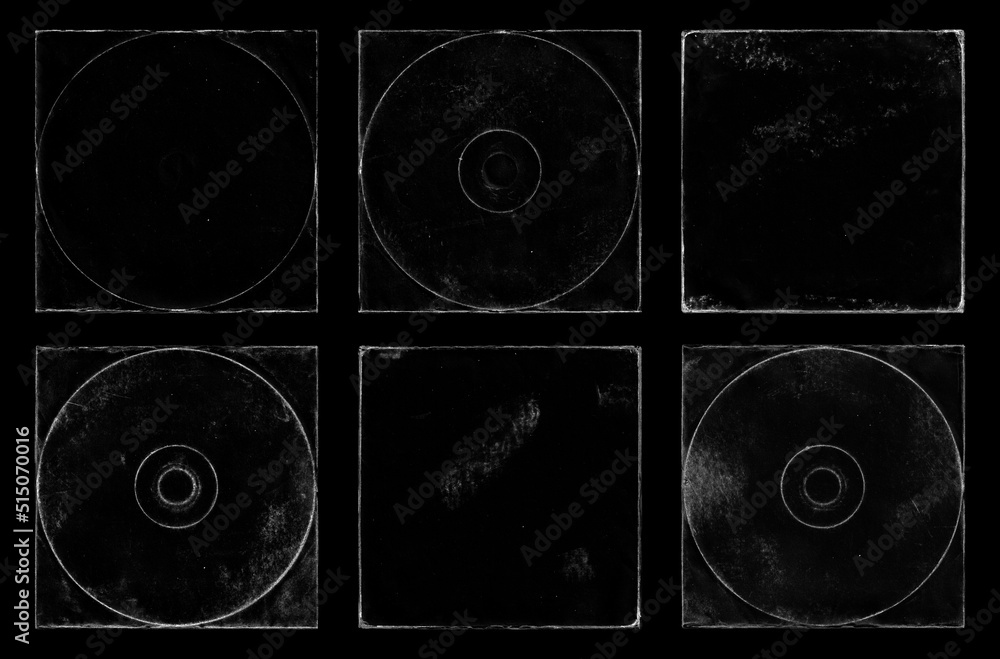 Poster set of old paper texture in square frame for cover art. grungy frame in black background. can be use