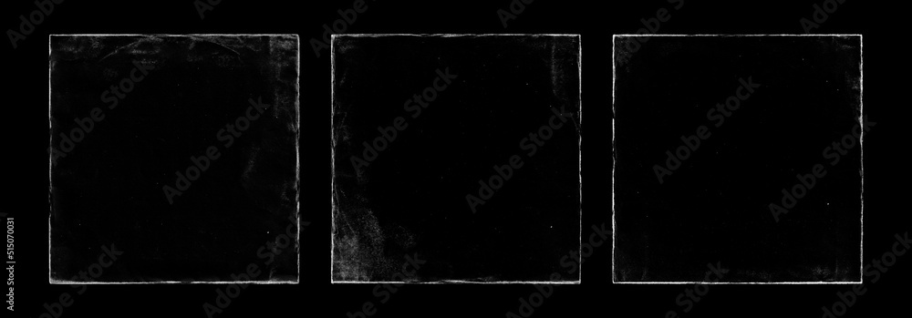 Poster set of old paper texture in square frame for cover art. grungy frame in black background. can be use