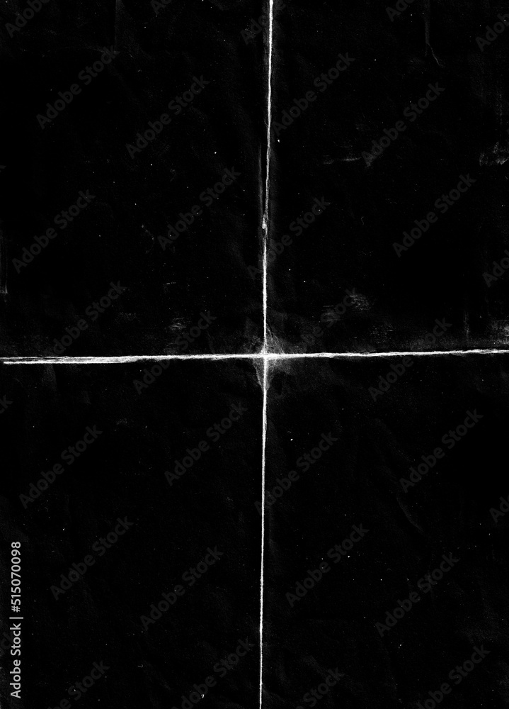 Aufkleber Folded paper with grungy texture in black background. can be used to replicate the aged and worn look for your creative design. old paper for photo texture overlay in retro style