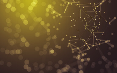 Abstract background. Molecules technology with polygonal shapes, connecting dots and lines. Connection structure. Big data visualization.