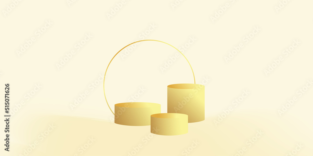 Poster product podium in pastel colors with a minimalist style. trendy background with an empty podium to display cosmetic products. feminine 3D objects in a clean and simple wallpaper design