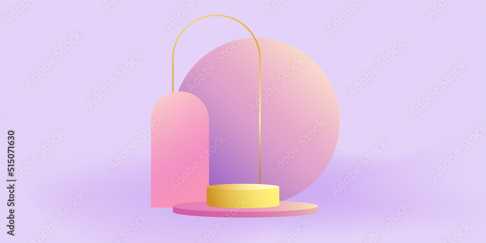 Leinwandbilder product podium in pastel colors with a minimalist style. trendy background with an empty podium to d