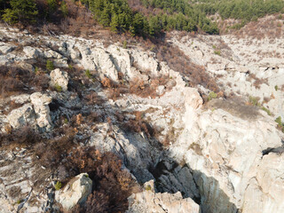 Aerial view of Ancient sanctuary Dazhdovnitsa,  Bulgaria