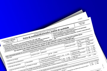 Naklejka premium Form 13614-C (pt) documentation published IRS USA 44327. American tax document on colored