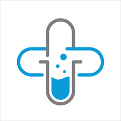 Creative Cross Plus LAB Vector Logo Design Template. Medical Company Logo Design, Mascots, Brands.