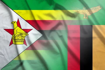 Foto op Aluminium Zimbabwe and Zambia state flag transborder relations ZMB ZWE © dmitriy