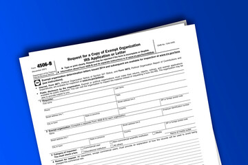 Form 4506-B documentation published IRS USA 11.23.2021. American tax document on colored