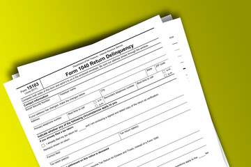 Obraz premium Form 15103 documentation published IRS USA 42865. American tax document on colored