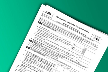 Obraz premium Form 2220 documentation published IRS USA 44198. American tax document on colored