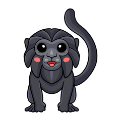 Cute goeldi's monkey cartoon posing