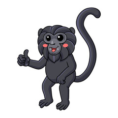 Obraz premium Cute goeldi's monkey cartoon giving thumb up