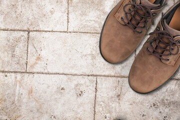 New stylish modern shoes on the floor