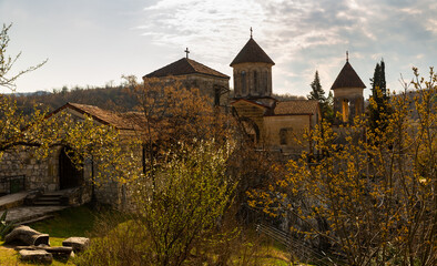 Fototapeta na wymiar Famous medieval Motsameta monastery near Kutaisi, Imereti, Georgia