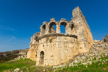 Great bath in ancient ruined Lycian city Tlos near Fethiye, Turkey