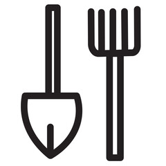 agriculture rake rural shovel tools village icon