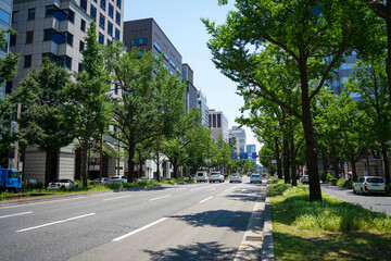 Obraz premium 大阪 御堂筋の町並み風景 日本