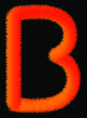 Alphabet b letter. 3d b letter.  B Letter Design Vector with feather. B fur letter.