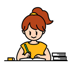 勉強をする女の子