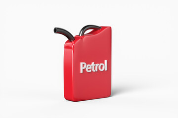 One canister of gasoline on a white background. 3d rendering illustration