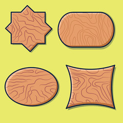 collection of wooden plates with different shapes vector illustration