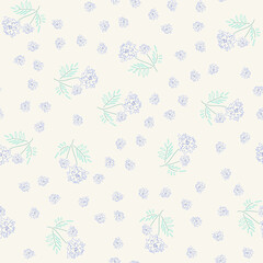 Seamless floral pattern. Purple daisy from fine lines on a light beige background. Pastel, retro tone for textile or designer decor. Endless floral pattern. Vector illustration. Flat style
