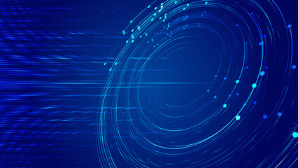Glowing lines penetrate the spiral coil internet technology sense background