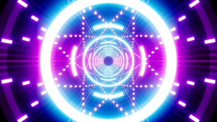 Dazzling Geometric Pattern Neon Light Tunnel Art