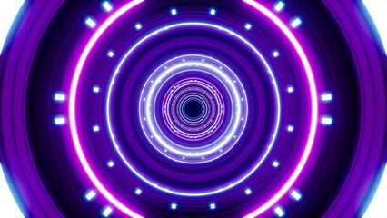 Multiple overlapping circular shape purple tunnels and dotted lamps