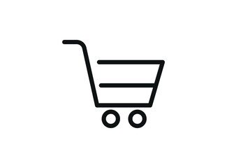 Shopping cart simple line icon. Vector object for retail design. Shopping cart pictogram in modern style.
