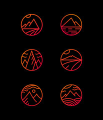 set of mountain logo, Set of abstract mountain logo template, Mountain icon Logo Business, Line Mountain Logo
