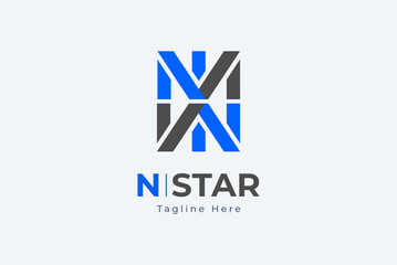 Initial N Logo, Letters N form a star, Usable for Business and Company Logos, Flat Vector Logo Design Template, vector illustration