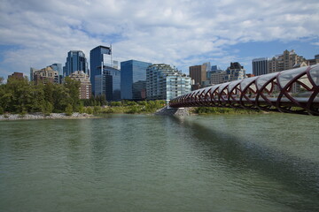 Peace Bridge over Bow River in Calgary,Alberta Province,Canada,North America
