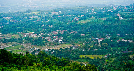Fototapeta na wymiar Beautiful view of Alesano hills. From this hill the city of Bogor can be seen clearly. Bogor, West Java, Indonesia