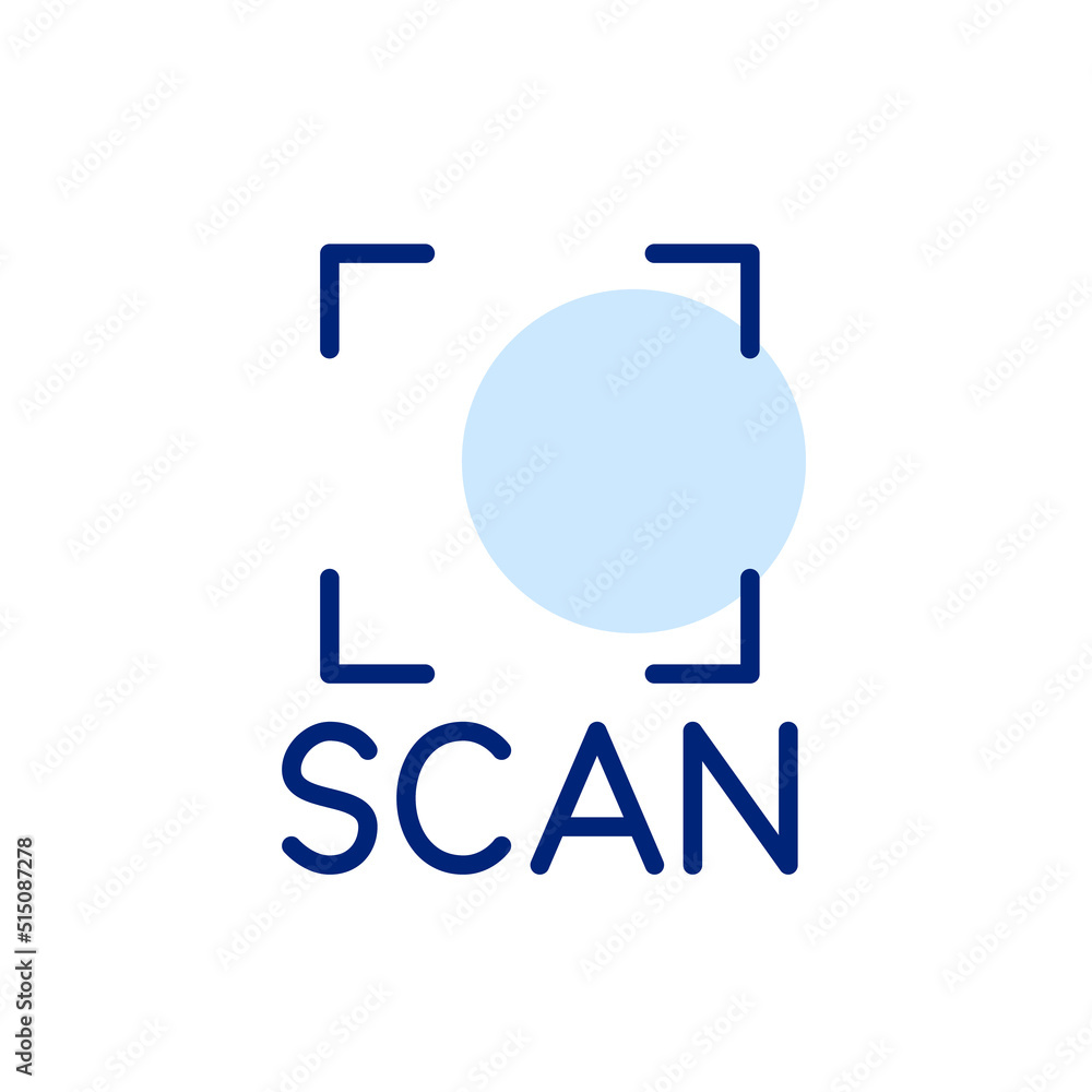 Poster scan a qr code frame. pixel perfect, editable stroke line art icon