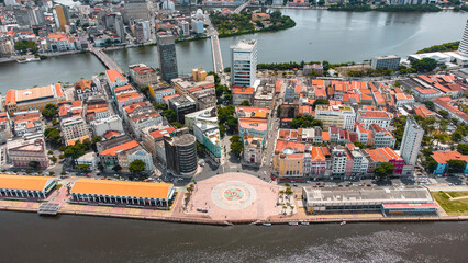 Recife Antigo Pernambuco Marco Zero Centro Histórico Porto Mar Rio Água Canais Pontes Prédios...