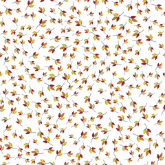 seamless, endless pattern, autumn leaves on a white background.