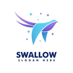 Vector Logo Illustration Swallow Gradient Colorful Style.