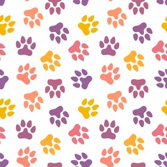 Animal seamless cat dog footprints pattern for wrapping paper and kids and clothes print and fabrics and hobbies