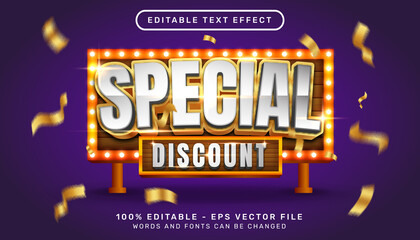 special discount 3d editable text effect with light color template