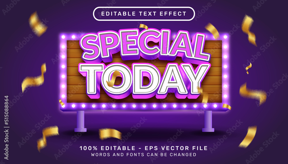 Aufkleber special today 3d editable text effect with light color template