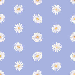 Small chamomile flowers. Vintage seamless pattern in a watercolor style. Pastel colors.