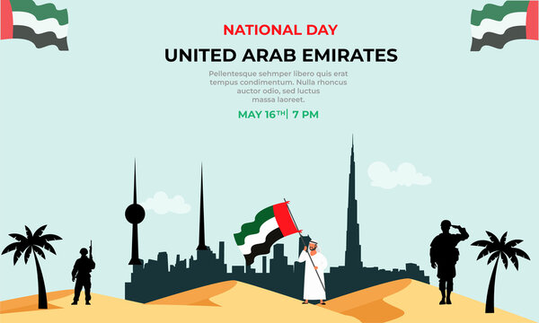UAE national day horizontal banner poster template design vector