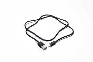 micro usb cable isolated white