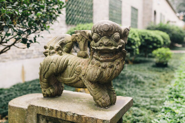Chinese stone lion statue