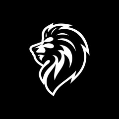 Lion head mascot line art logo illustration